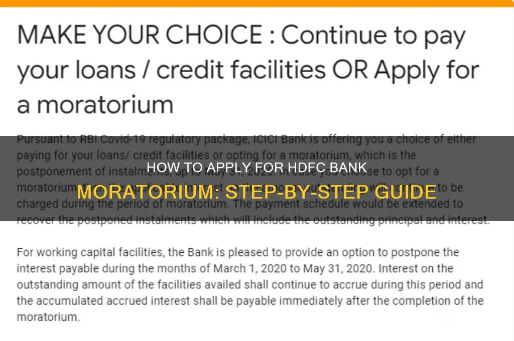 how to apply for moratorium hdfc bank