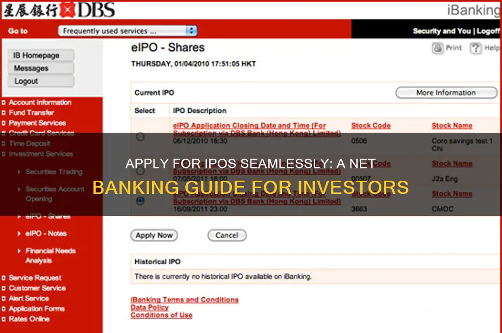 how to apply ipo through net banking