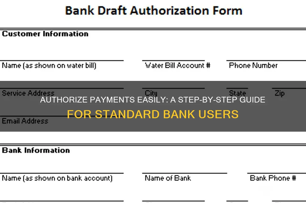 how to authorise payment on standard bank