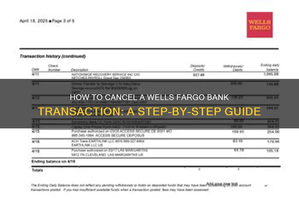how to cancel bank transaction wells fargo