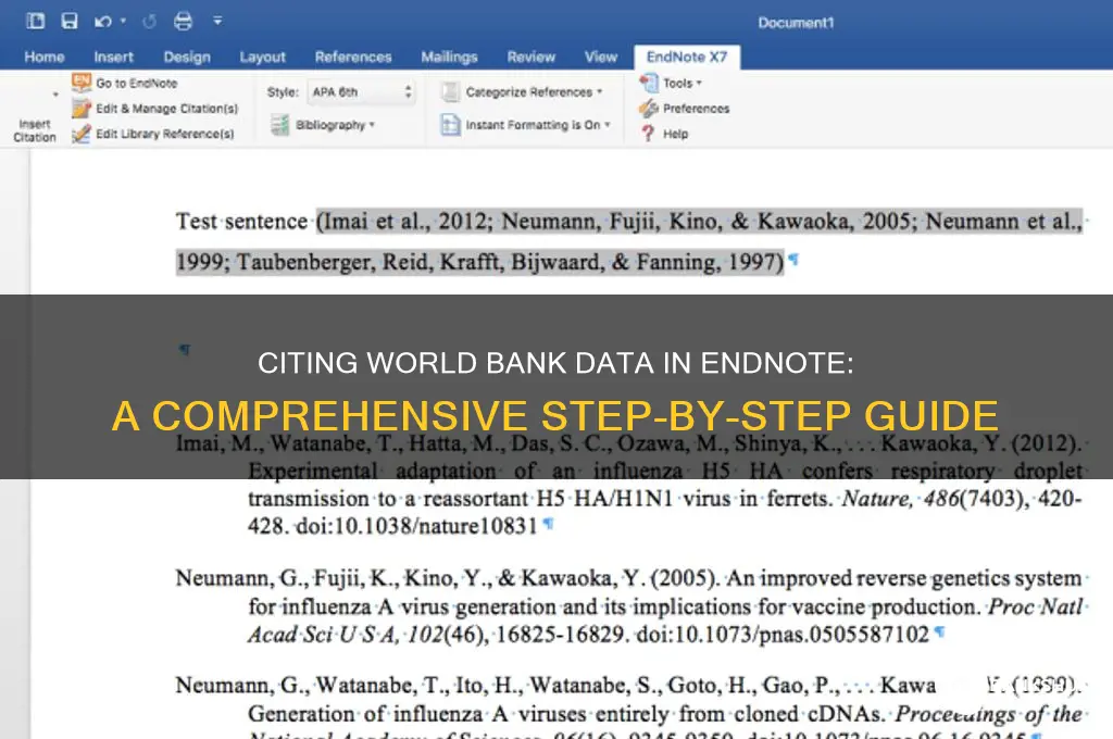 how to cite world bank data endnote