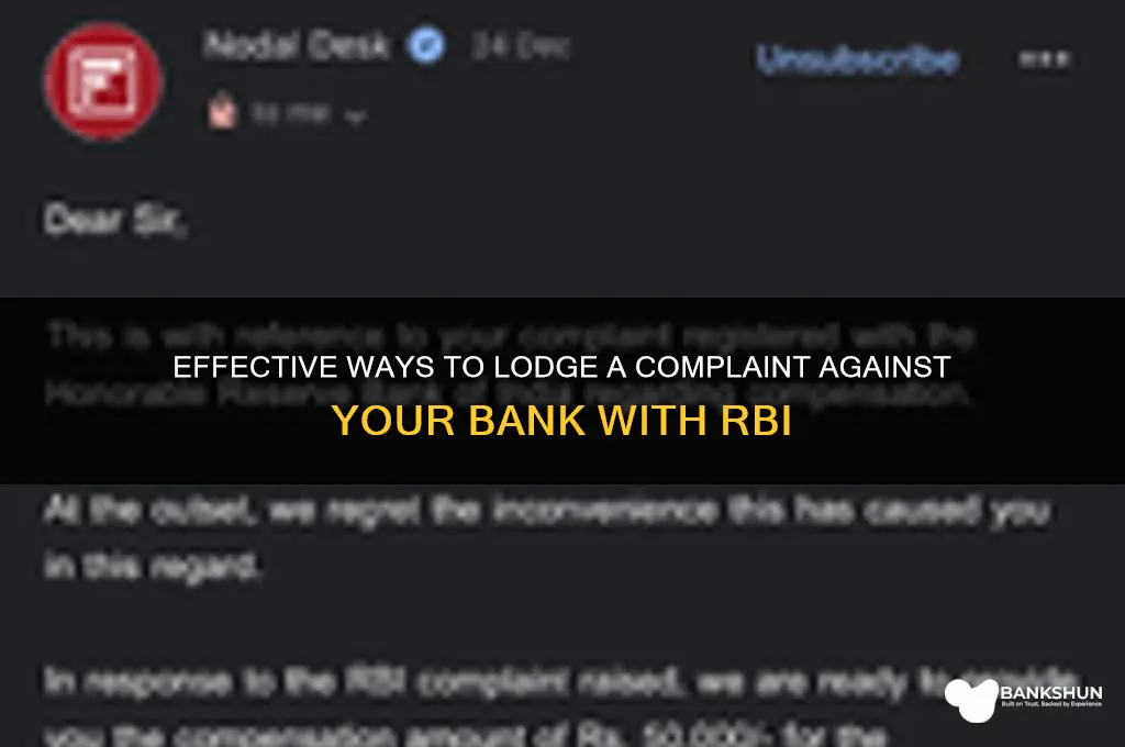 how to complain about bank in rbi