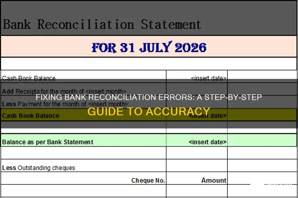 how to correct error in bank reconciliation