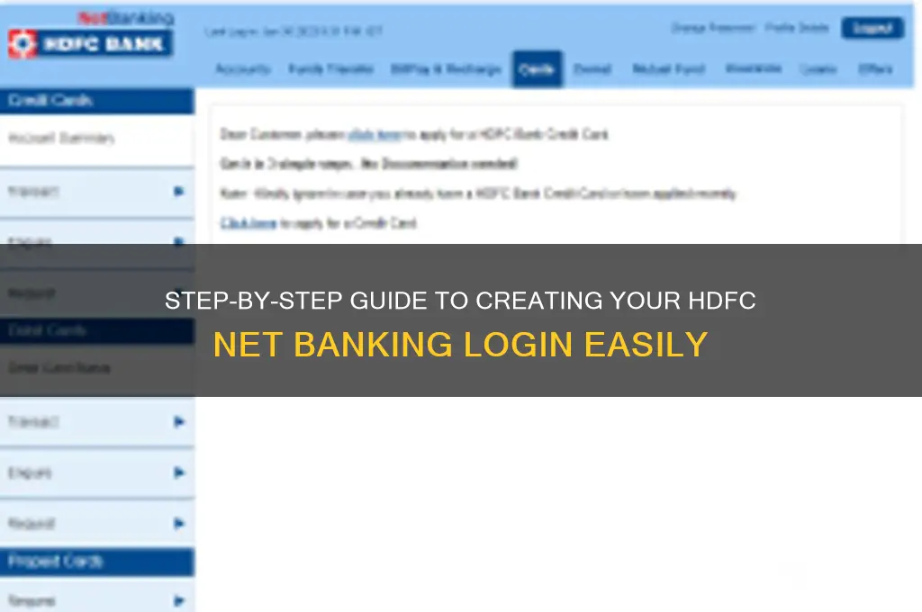 how to create hdfc net banking login