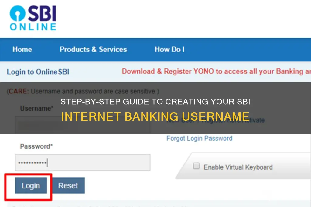how to create sbi internet banking username