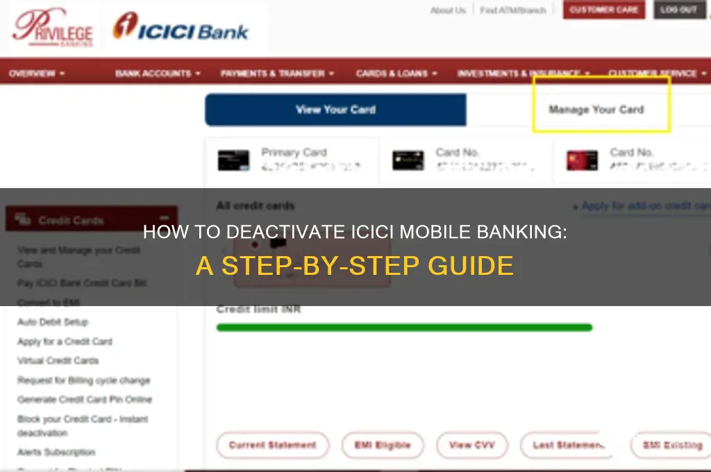 how to deactivate mobile banking in icici
