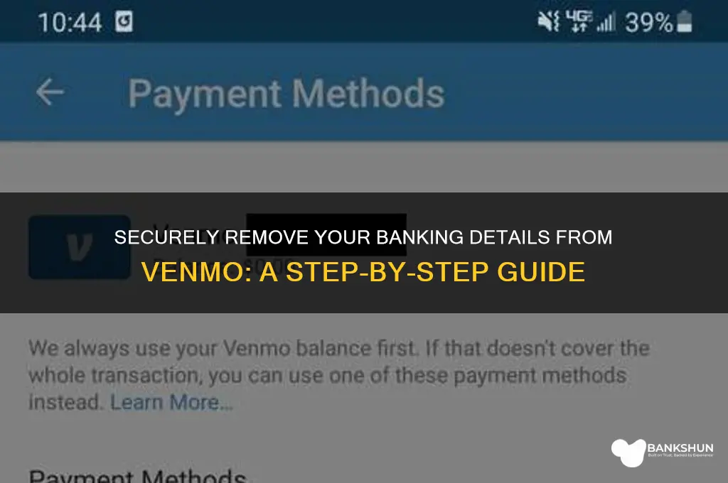 how to delete banking info from venmo