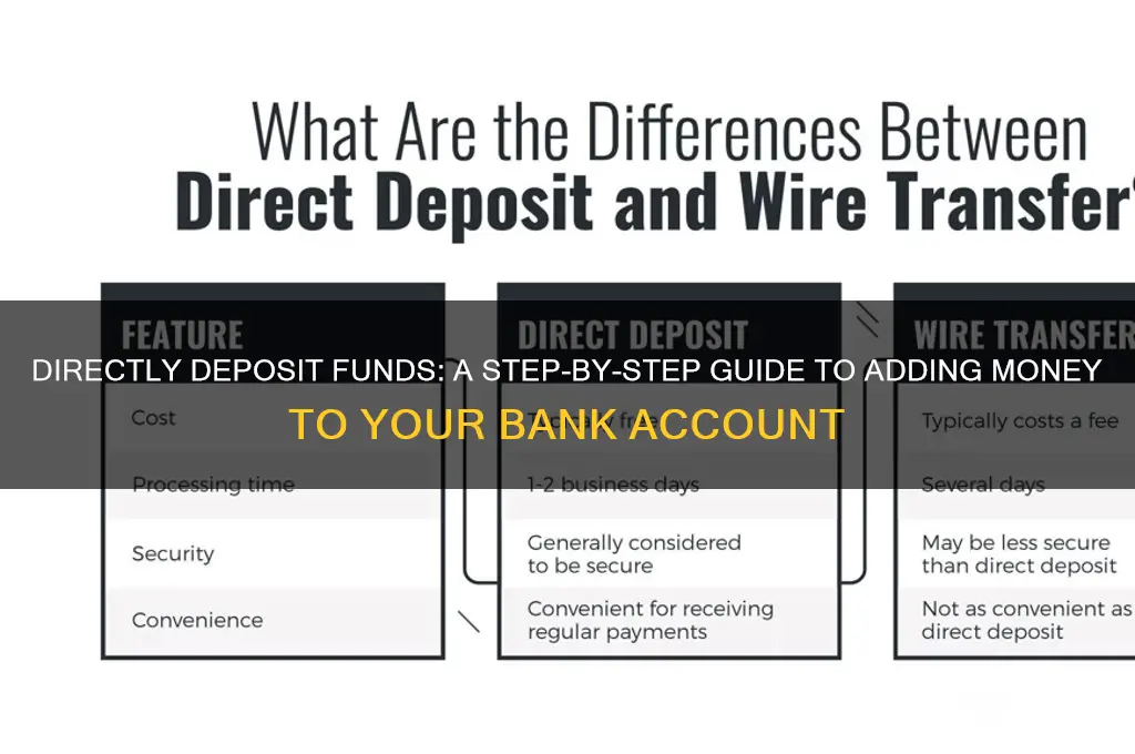 how to directly add monies into bank