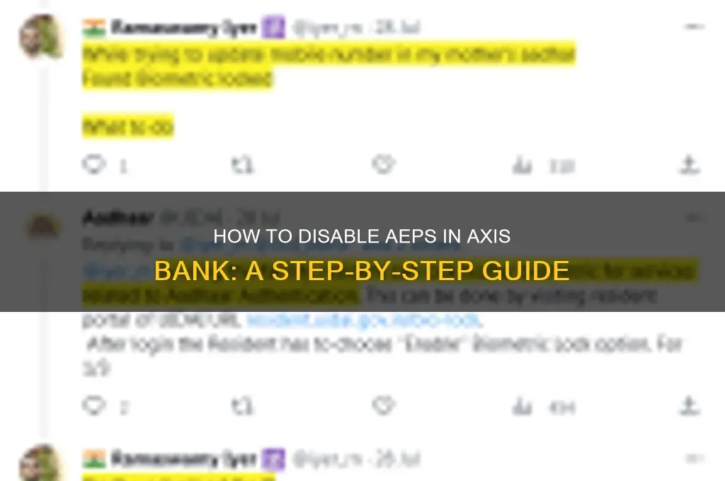 how to disable aeps in axis bank