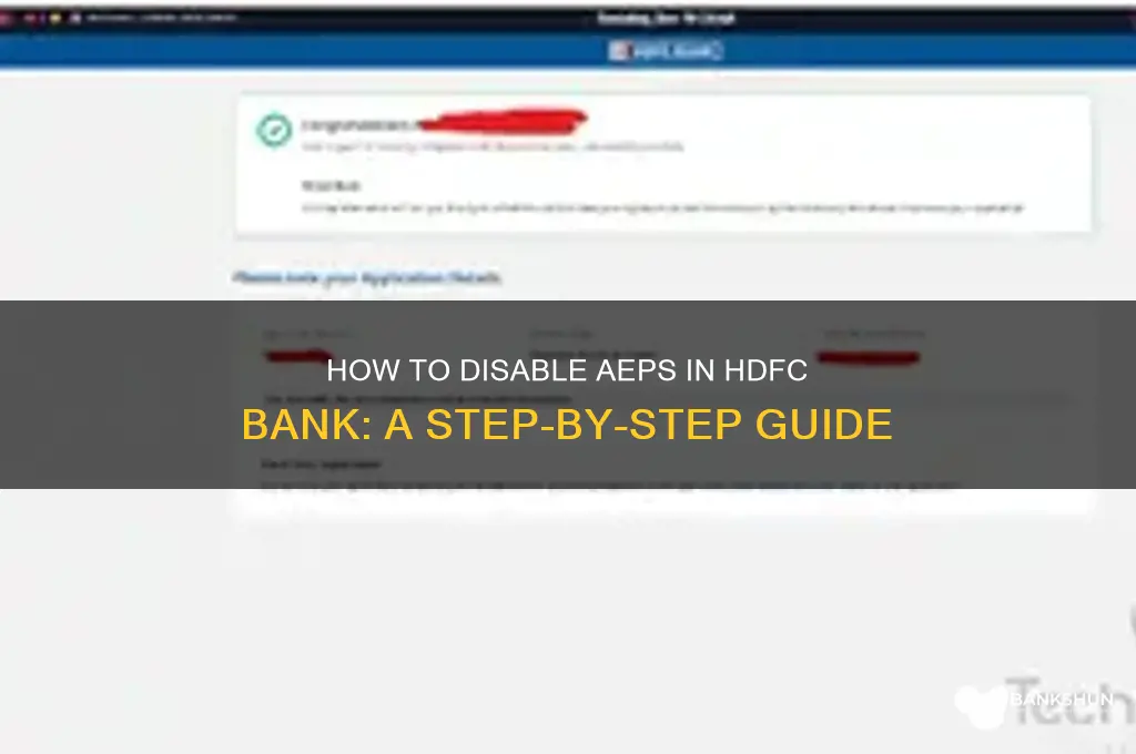 how to disable aeps in hdfc bank