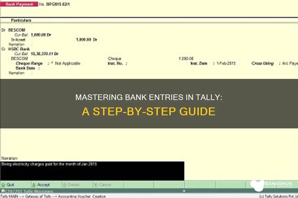 how to do bank entry in tally