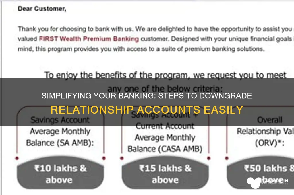 how to downgrade from advanced relationship banking