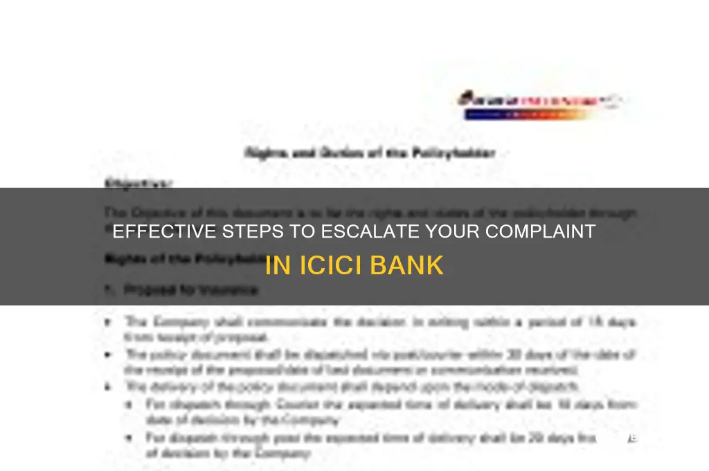 how to escalate complaint in icici bank