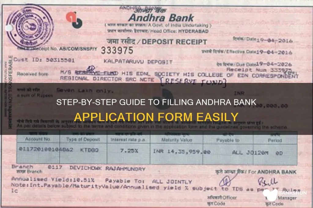 how to fill andhra bank application form