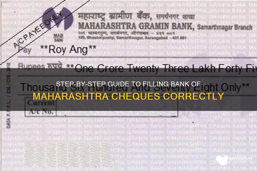 how to fill bank of maharashtra cheque