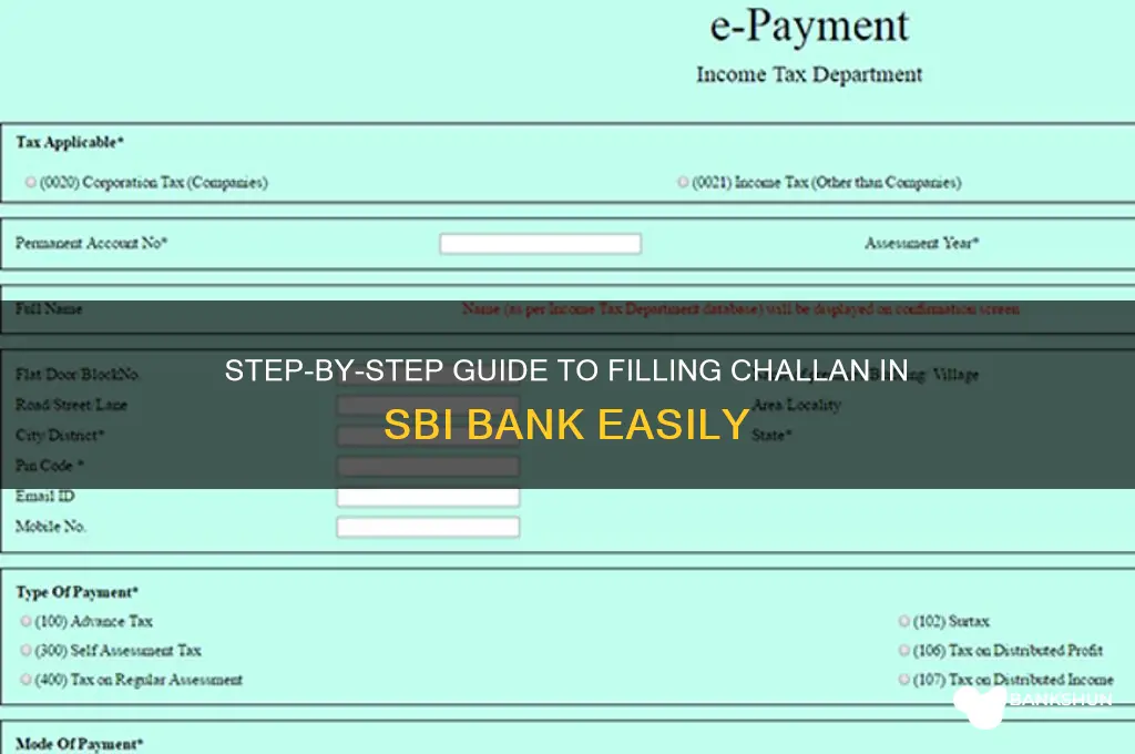 how to fill challan in sbi bank