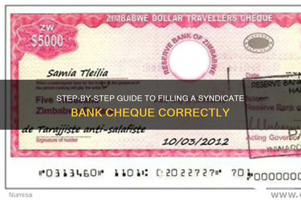 how to fill cheque of syndicate bank