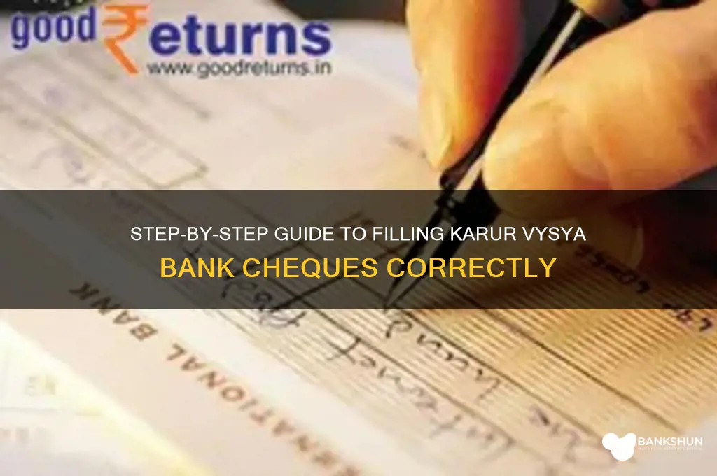 how to fill karur vysya bank cheque