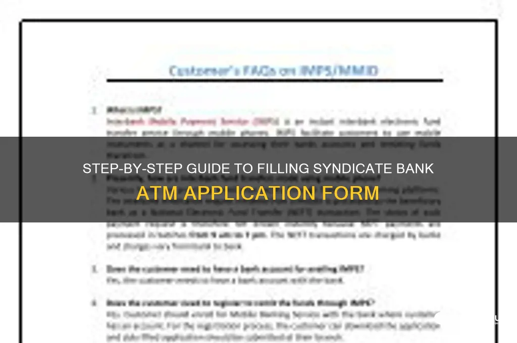 how to fill syndicate bank atm form