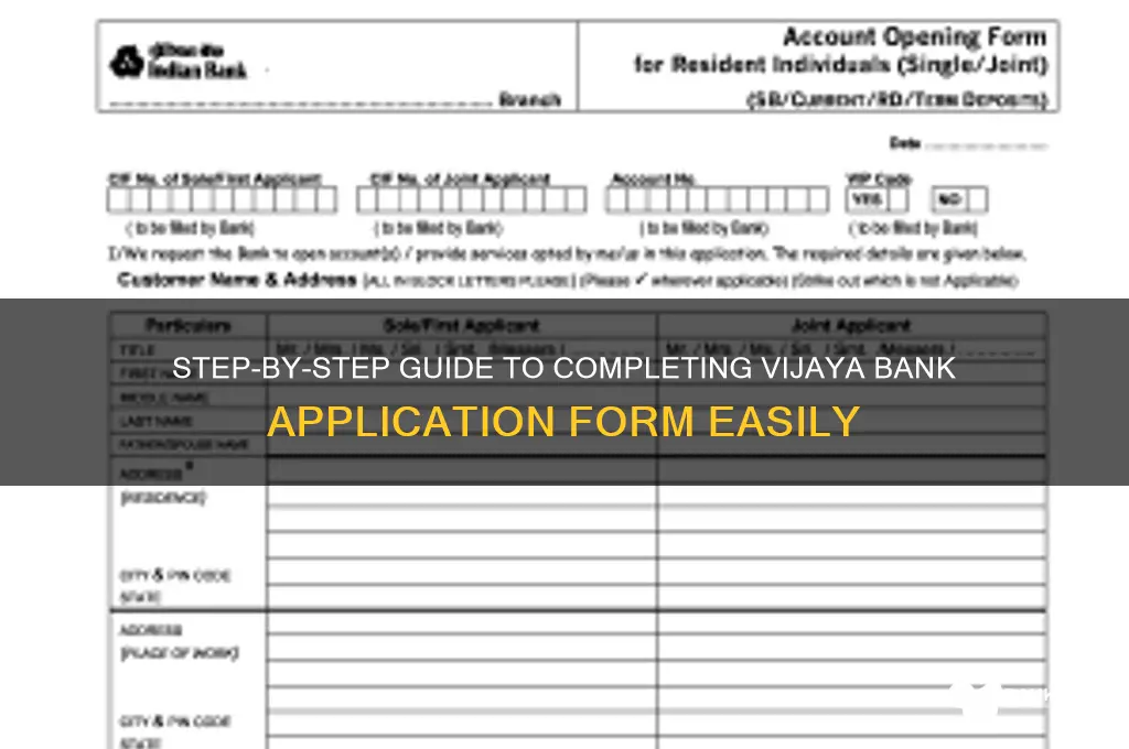 how to fill vijaya bank application form