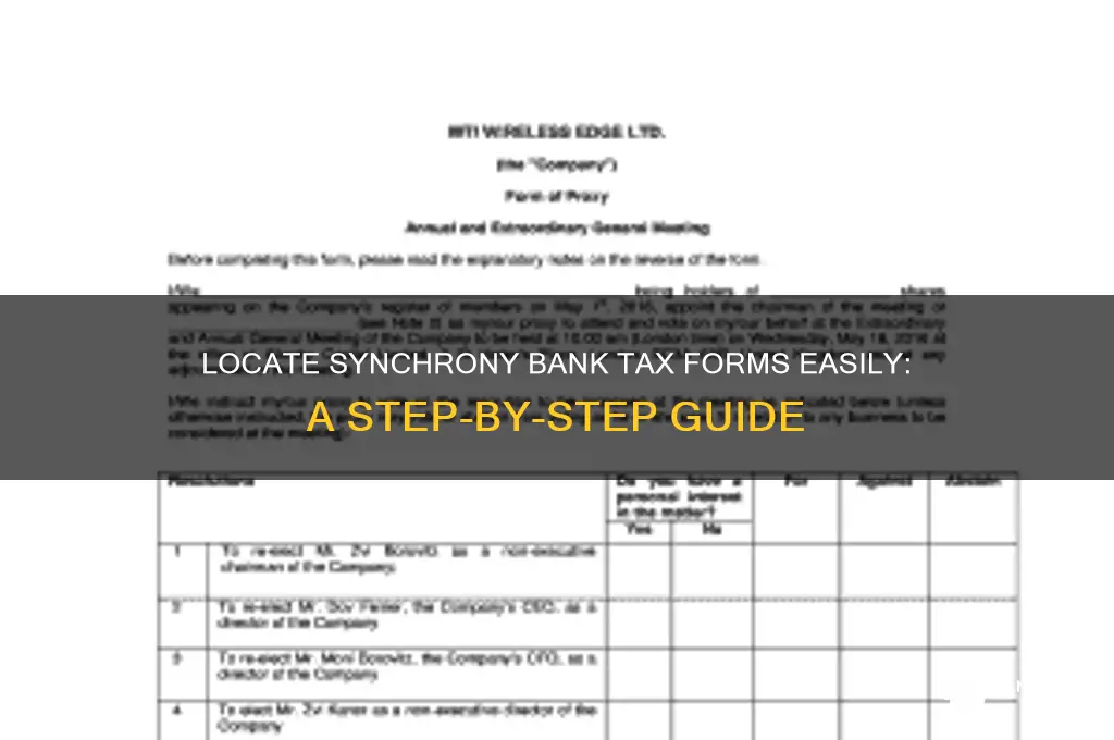 how to find synchrony bank tax forms