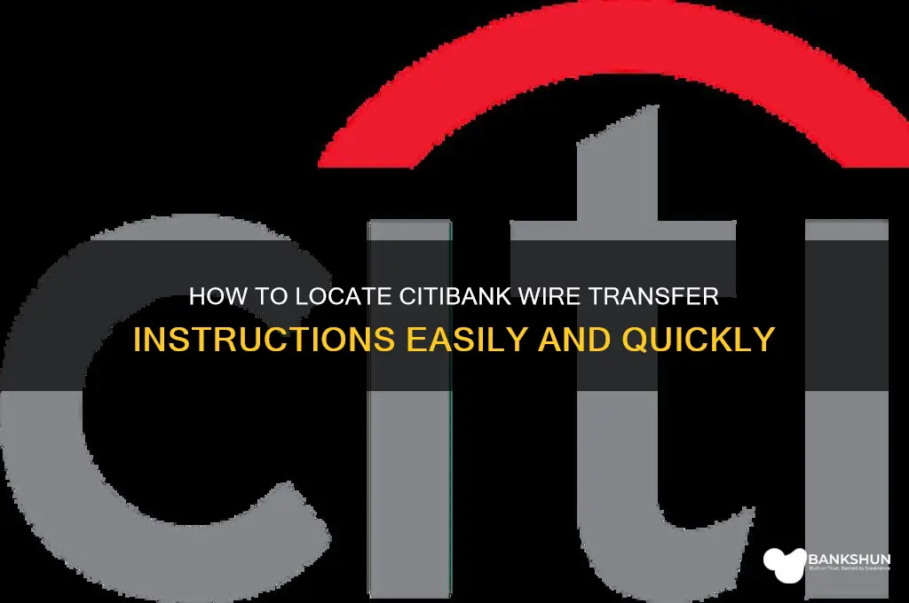 how to find wire instructions citi bank