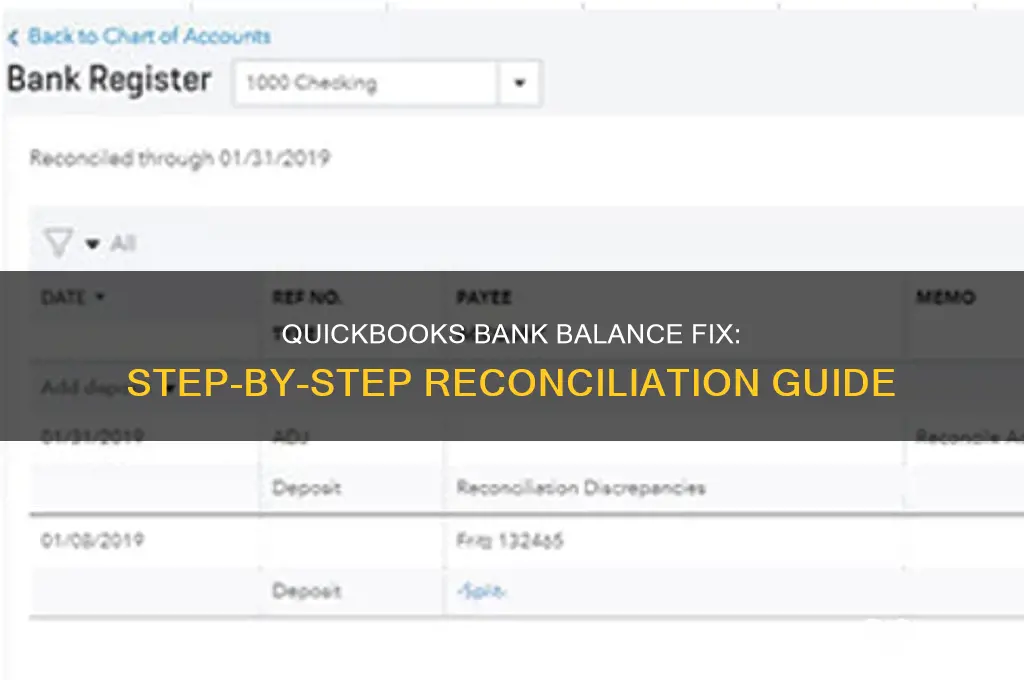 how to fix bank balance in quickbooks