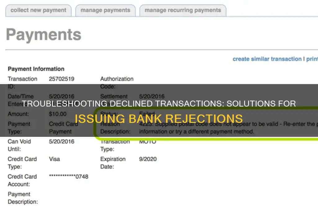 how to fix declined by issuing bank