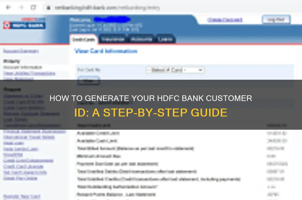 how to generate customer id hdfc bank