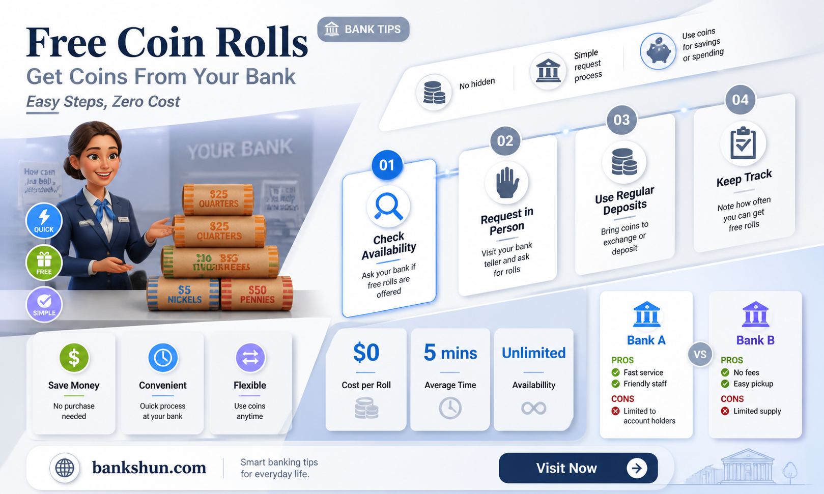 are coin rolls free at the bank