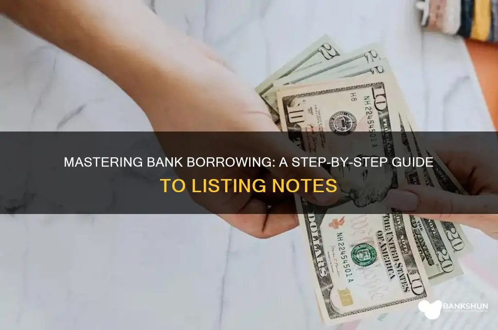 how to list borrowing note from bank