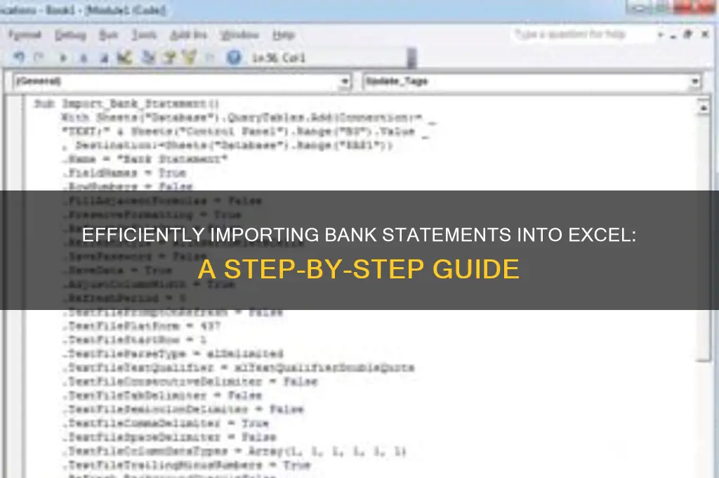 how to load bank statments into exel