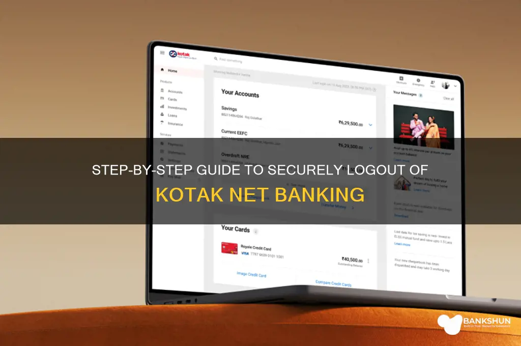how to logout from kotak net banking