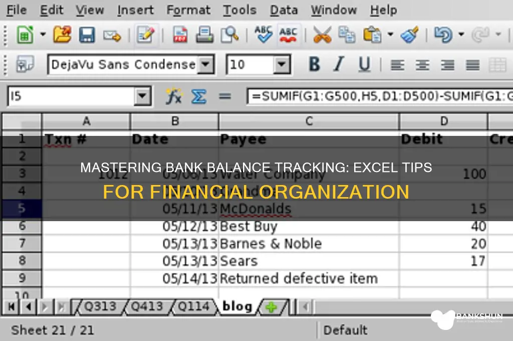 how to maintain bank balance in excel