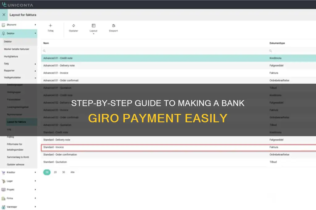 how to make a bank giro payment