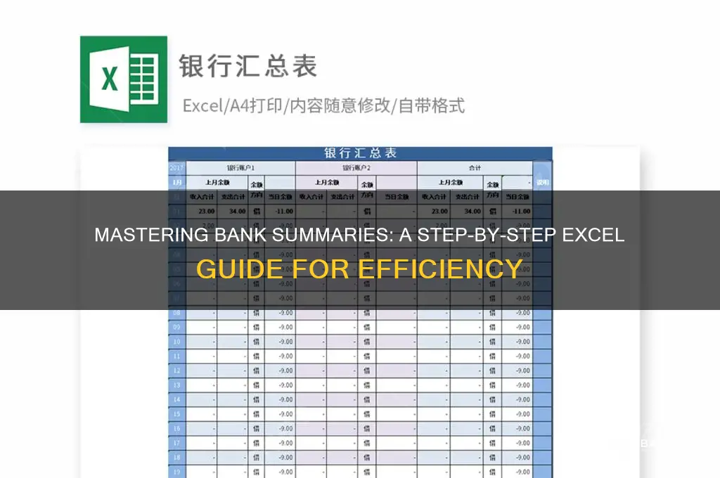 how to make bank summary in excel
