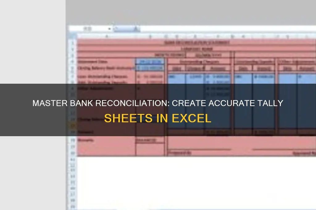 how to make bank tally in excell