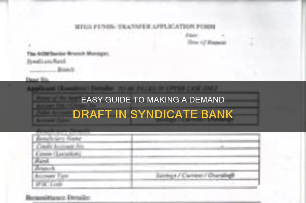 how to make dd in syndicate bank