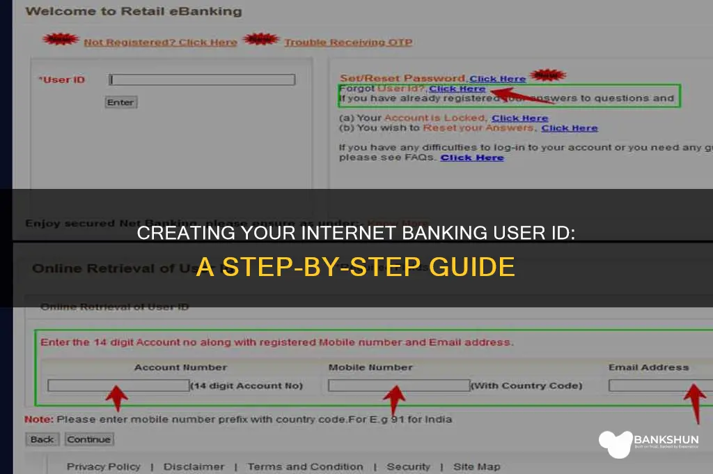 how to make internet banking user id