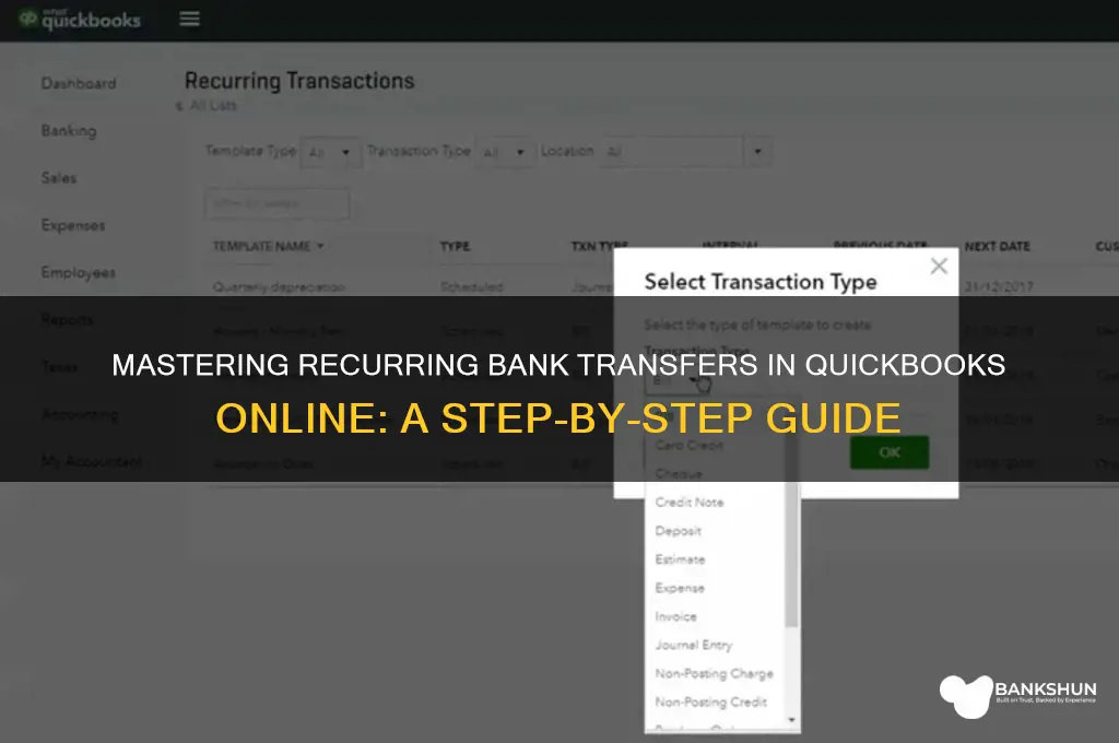 how to make reoccuring bank transfers qbo