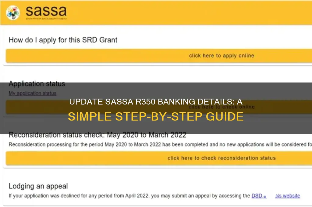 how to make sassa r350 banking details