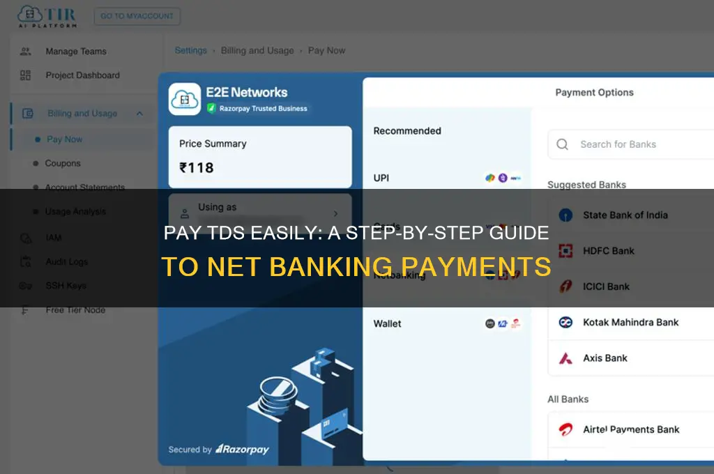 how to pay tds through net banking