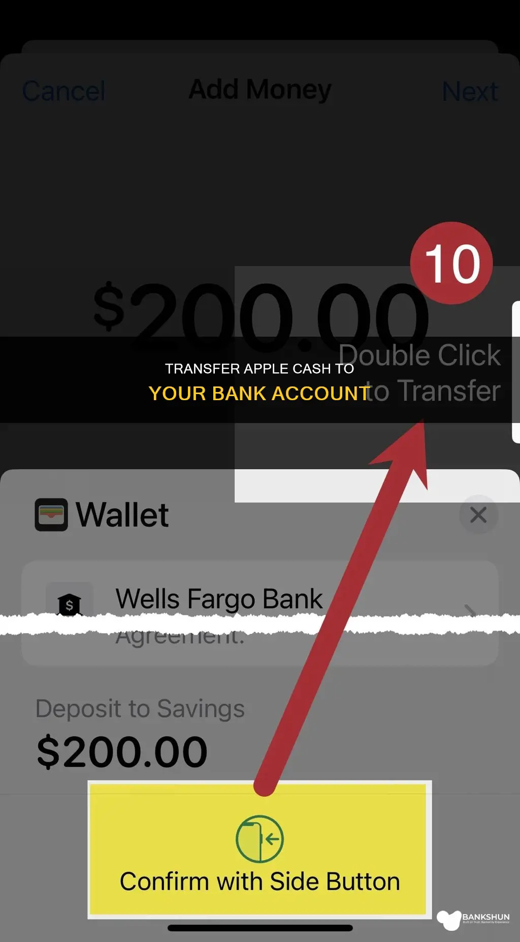 how to put apple cash in bank