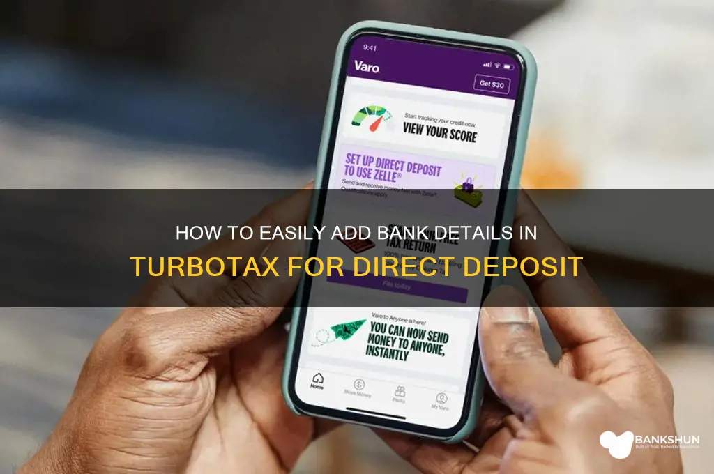 how to put bank information on turbotax