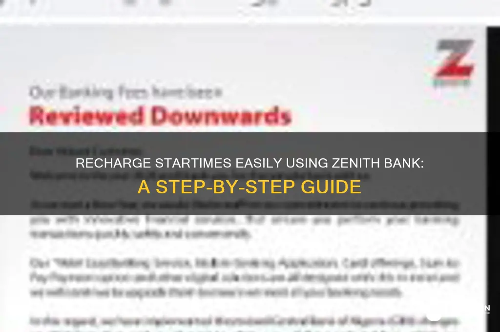 how to recharge startimes with zenith bank