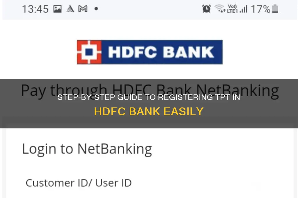 how to register tpt in hdfc bank