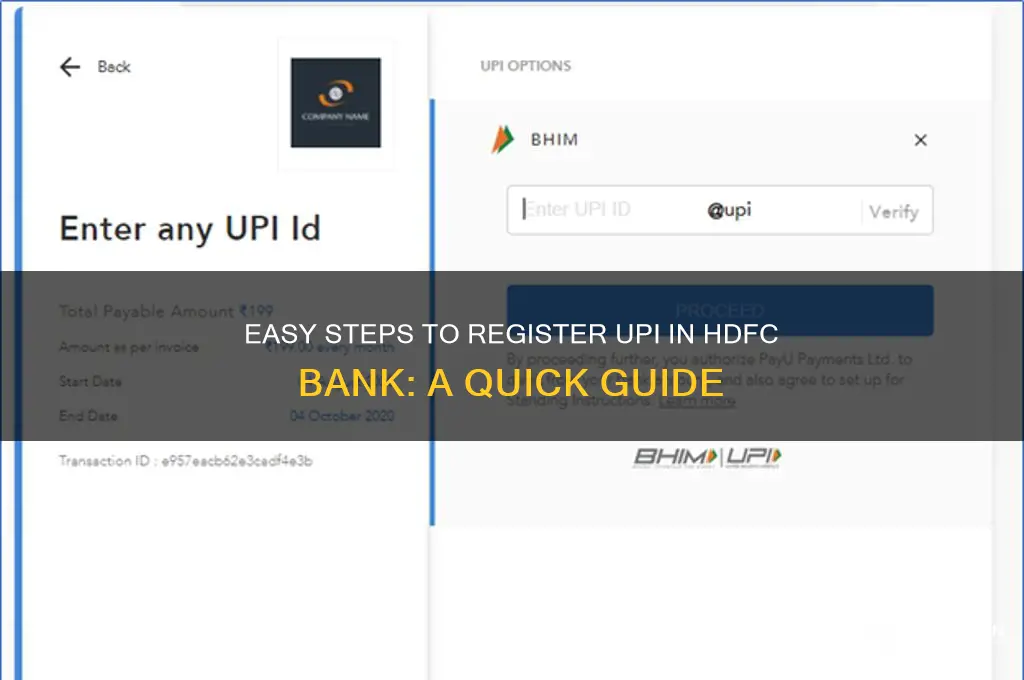 how to register upi in hdfc bank