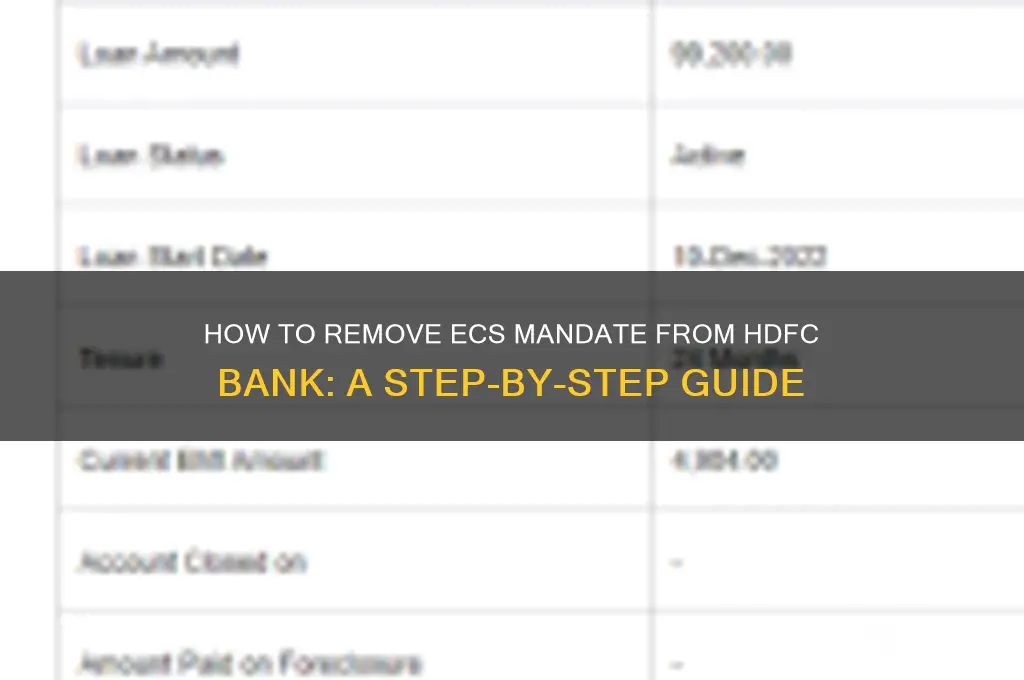 how to remove ecs from hdfc bank