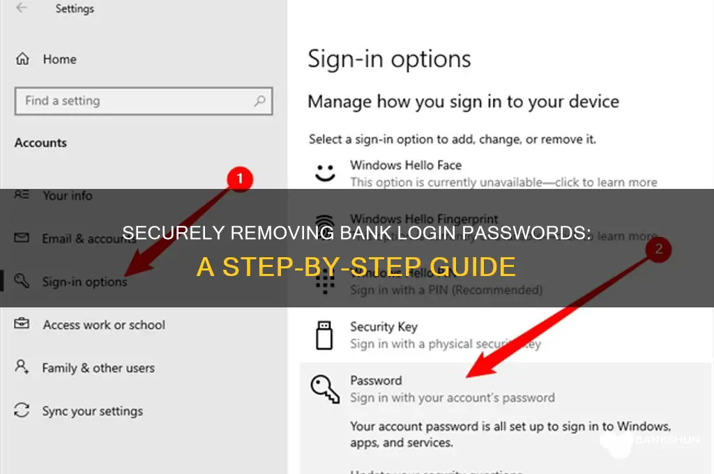 how to remove password from bank login