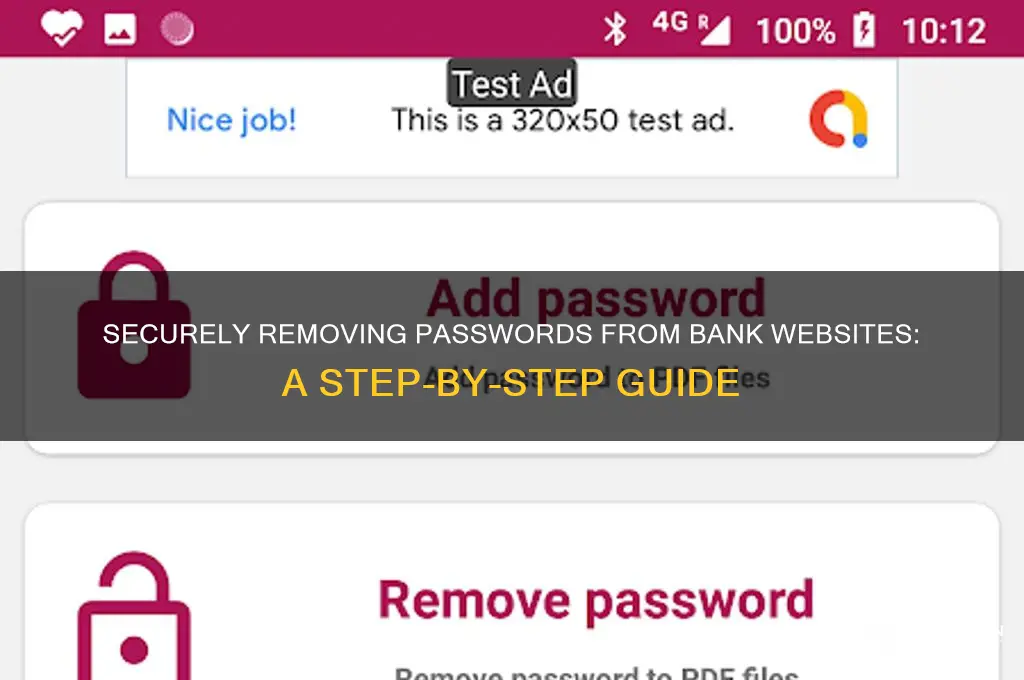 how to remove password from bank website
